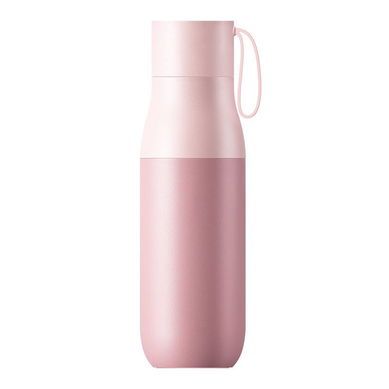 Bouteille Thermos en acier inoxydable de 400ml, Rechargeable par USB, avec affichage de la température, flacon à café sous vide, bouteille d&#39;eau, high-tech: Pink