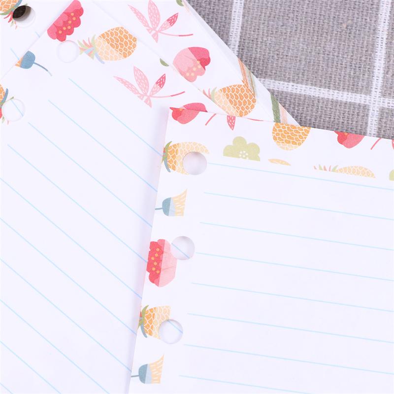 40 feuilles colorées A7 taille 6 trous bande dessinée papier Bouquet lignes horizontales remplissage papier recharges pour spirale cahier planificateur bloc-notes