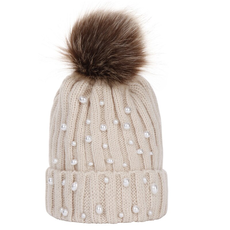 Winter warme baby muts met bont pompon, gebreide baby meisjes jongens baby peuter kinderen muts beanie kinderen kinderen mutsen muts: 5