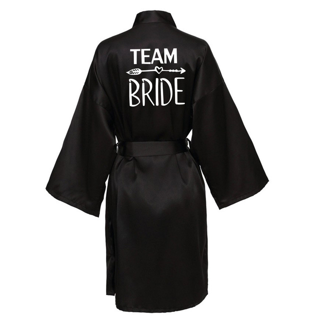 Wedding Party Team Bride Robe With White Letters Kimono Satin Pajamas Bridesmaid Bathrobe SP004: XL / army green
