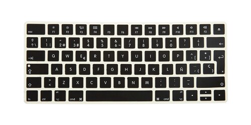 Spanish Language Silicone Keyboard Cover Skin for Apple Magic Keyboard Wireless Bluetooth MLA22LL/A A1644 European ISO Layout: black