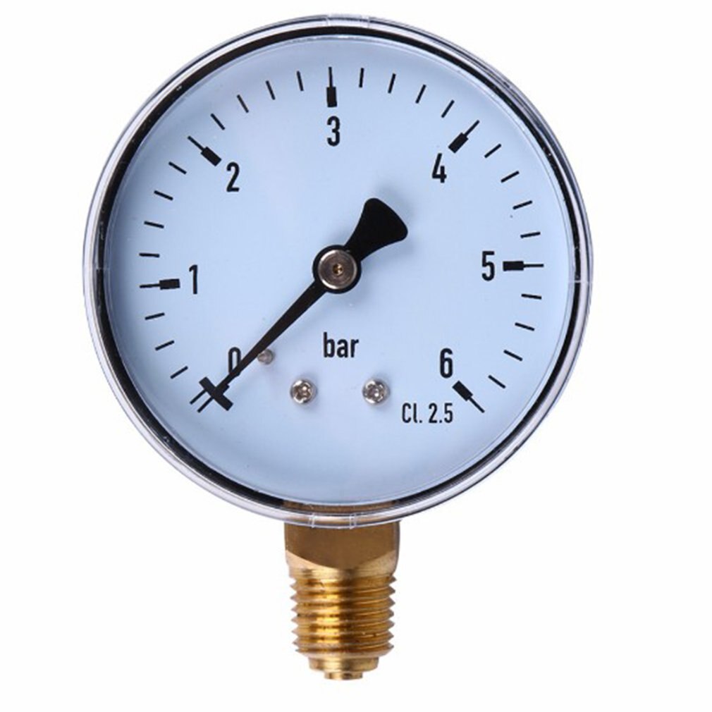 TS-60-6 Precision Pressure Gauge 1/4 Inch NPT Side-mounted 2.3 Inch Face 0-6 Bar Compressed Air Pressure Gauge