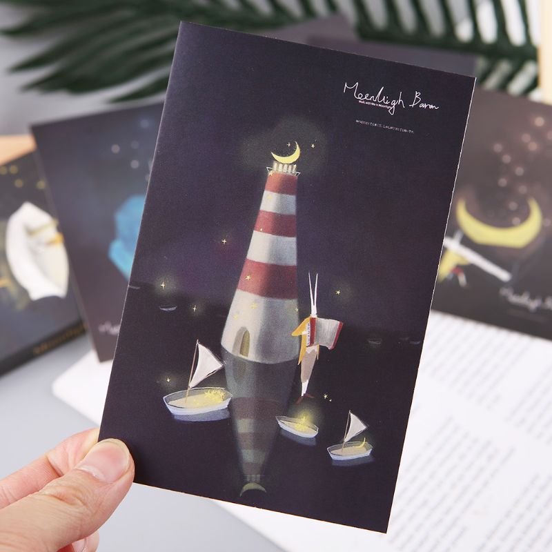 30 stk vintage lysende postkort glød i mørke månen lys lykønskning postkort nyhed xmas lykønskningskort