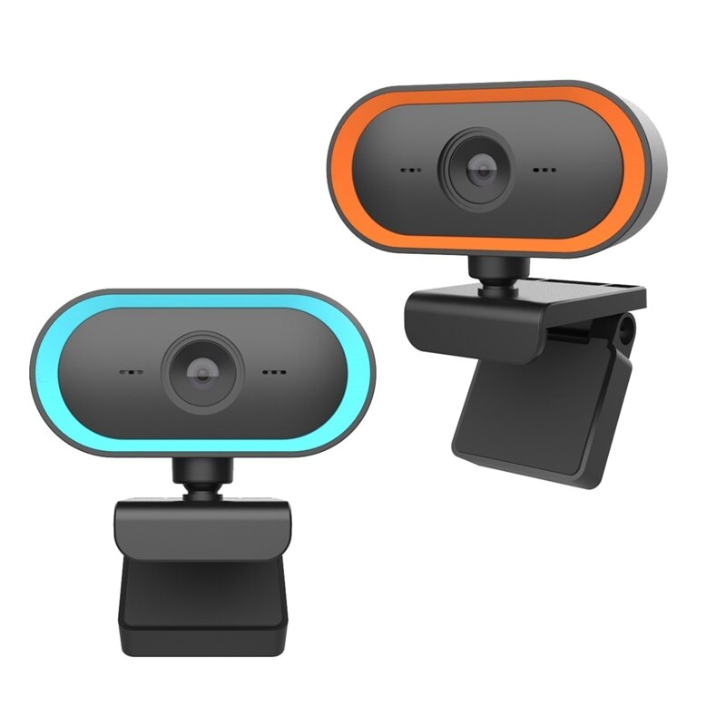 2K Hd Computer Usb Camera, leef Microfoon Camera Met Driehoek Beugel-Blauw/Oranje 2 Kleuren 1Pc