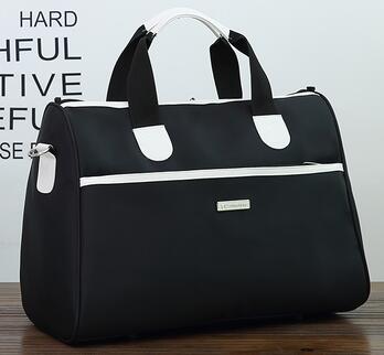 Oksford wodoodporna torba podróżna o dużej pojemności kobiety 2018 moda bagaż worek marynarski zwykły damska torba podróżna na ramię T558: czarny