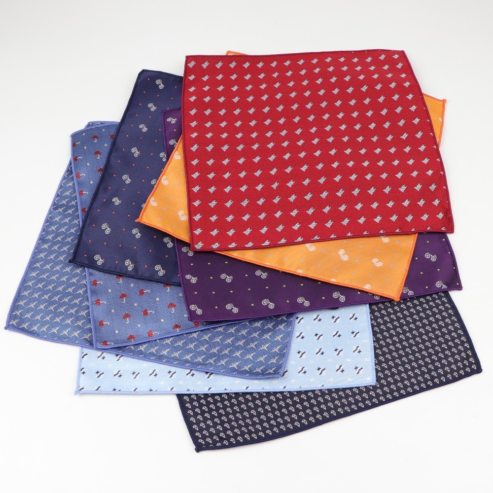 Men Kid Polyester Handkerchiefs Woven Printing Pocket Square Hankies Party Casual Bike Umbrella Dog Car Pockets Hanky