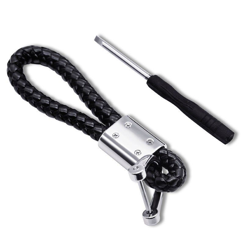 High-end leather braided rope car pendant for land Rover keychain D-type horseshoe buckle metal key ring