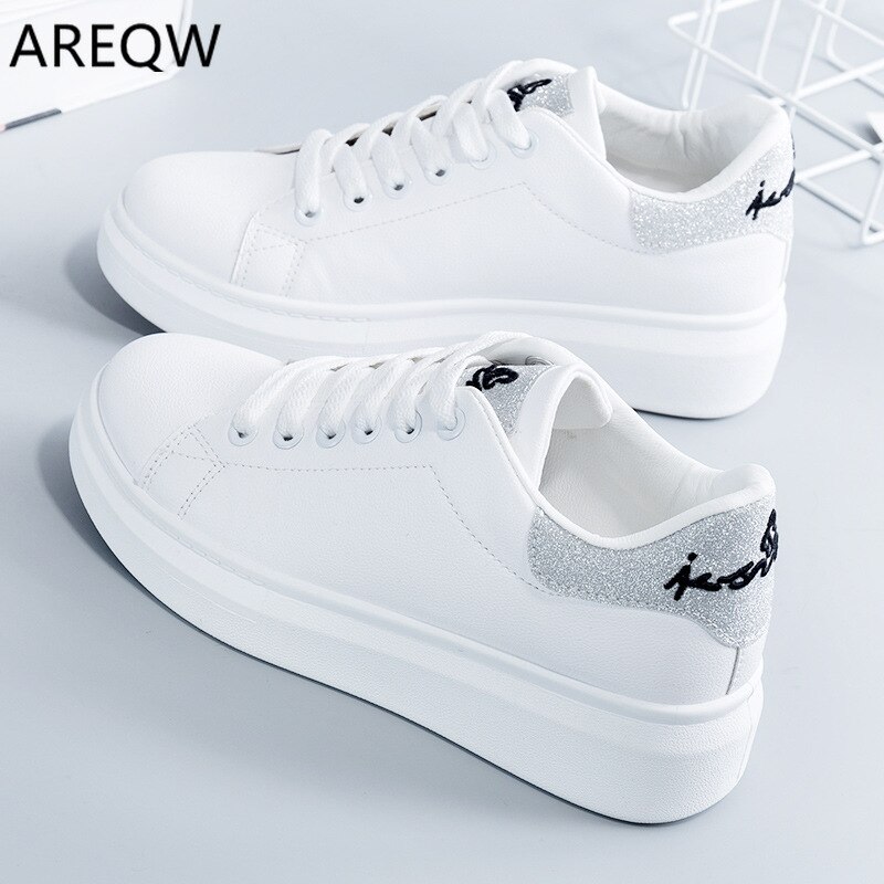 Modieuze witte schoenen dames leren veterschoenen dames witte flats casual schoenen vrouwelijke wandelsneakers