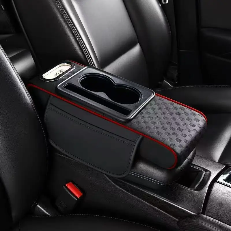 1pc PU Leder Auto Mittelarmlehne Kasten Kissen mit Doppel Lagerung Taschen, Universal- Höer Pad Auto Innen Zubehör: Grün