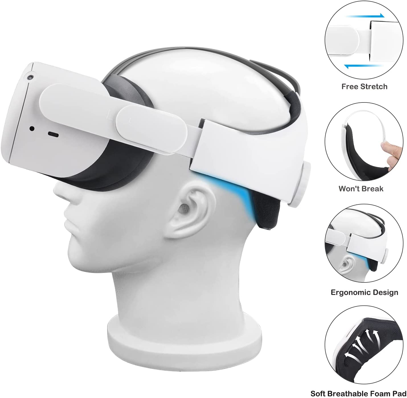 For Oculus Quest 2 VR Halo Strap Virtual Reality Rift Oculos Supporting Head Strap For Oculus Quest 2 Accessories Accessoires