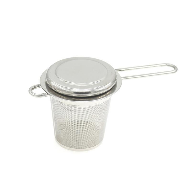 Stainless Steel Tea Filter Foldable With Lid Tea Strainer Tea Filter Tea Infusers: Silver
