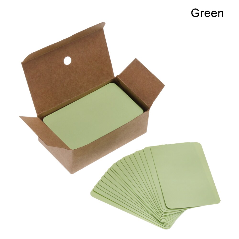 100 stk tomme ordkort i boks besked note kraft papir læringsnoter visitkort kontor skoleartikler: Grøn