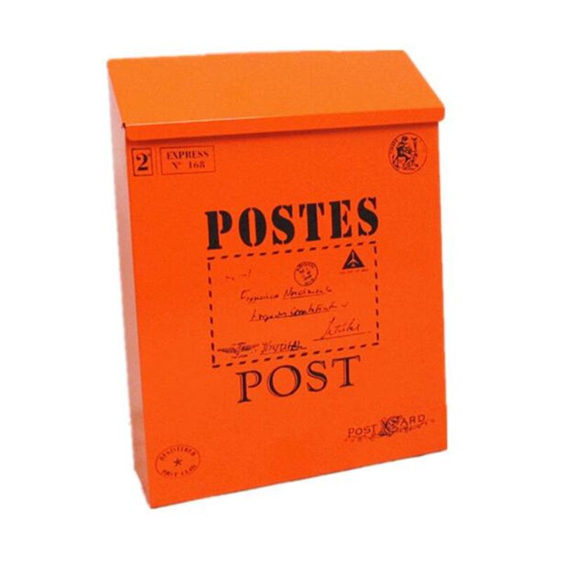 Buzón de correo de estilo americano, lámina de hierro creativa montada en la pared con cerradura, 1 pieza