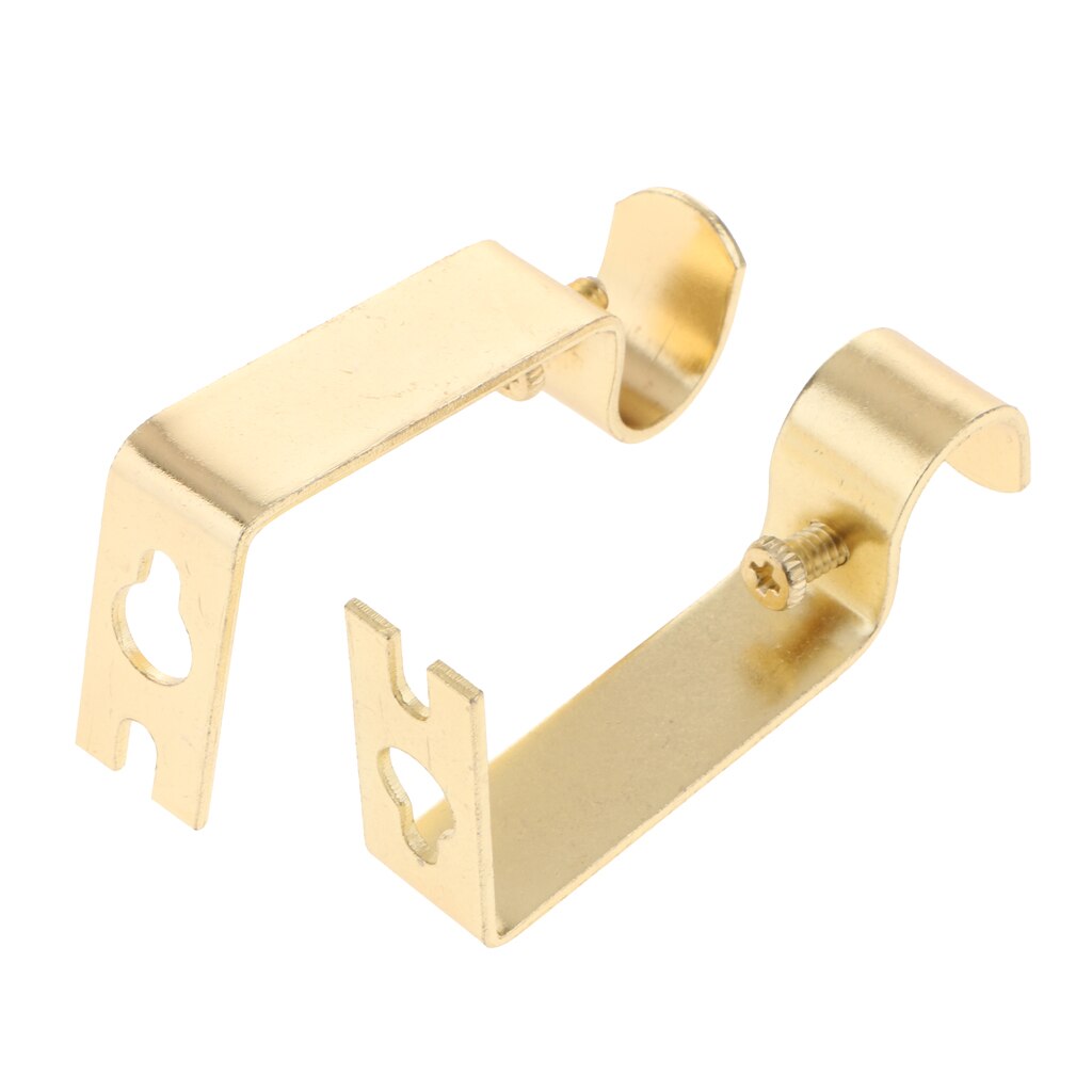 Set Van 2 Stuks Verstelbare Gordijn Staaf Muur Beugel Haken, Zwart: Golden