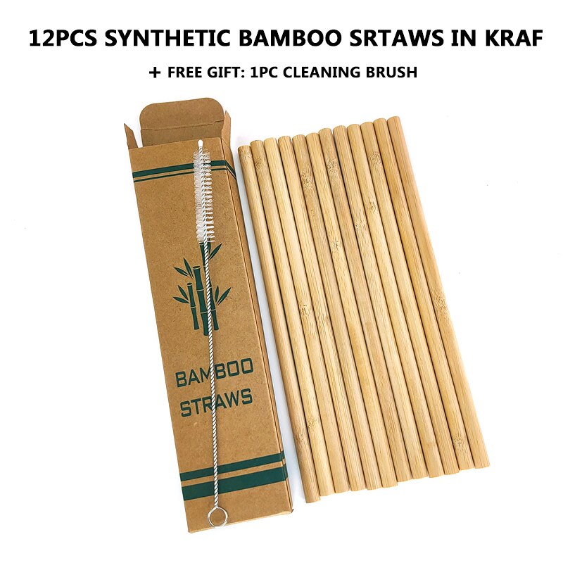 10 Stks/partij Natuurlijke Bamboe Rietje Herbruikbare Bar Bamboe Rietjes Set Travelling Stro Set Met Borstel Cane Rietjes