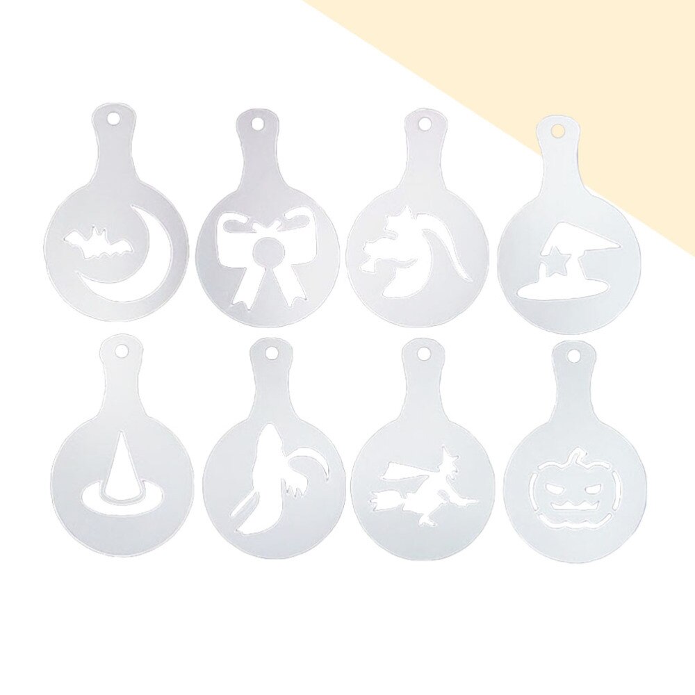 8pcs Coffee Stencil Reusable Coffee Stencils Barista Stencils Coffee Templates for Mousse Cut Cake Coffee