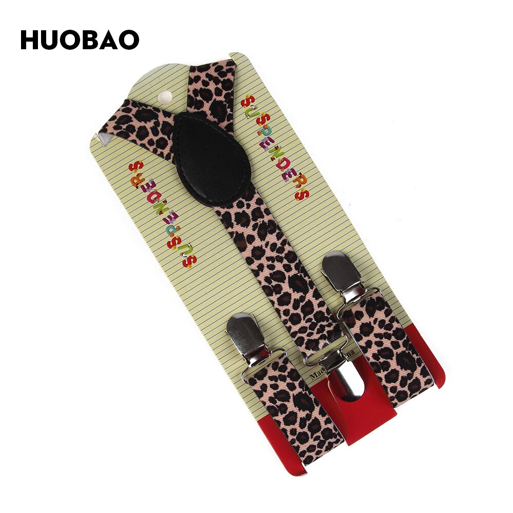 HUOBAO Brown Leopard Suspenders And Bow Ties Sets For Children Kids Boys Girls