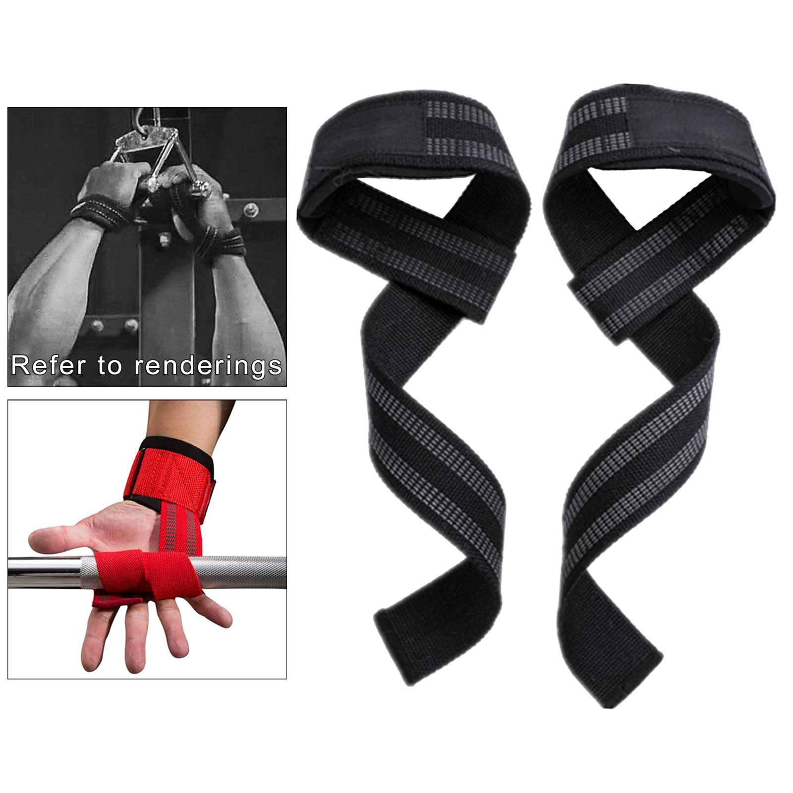 1 paar gewichtheber-zughilfen, strapazierfähige, gepolsterte handgelenkbandagen, powerlifting, krafttraining, kreuzheben, heim-fitnessstudio, verstellbar, unisex