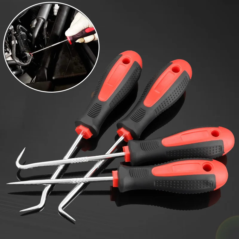 Jeu de crochets et de sélection de voiture, extracteur de joint, outils de réparation, jeu de tournevis, joint d'huile de voiture, joint torique, accessoires automobiles, 4 pièces/ensemble