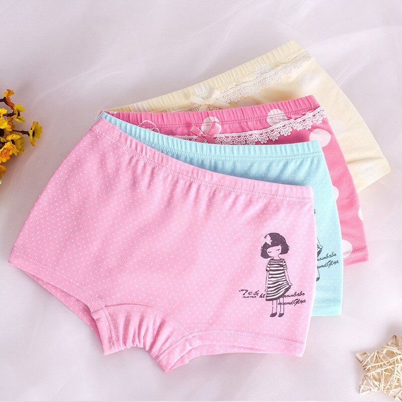 Meisjes Ondergoed Kinderen 2Pcs Solid Katoen Cartoon Print Slipje Boxer Briefs Shorts Peuter Kids Bottoms