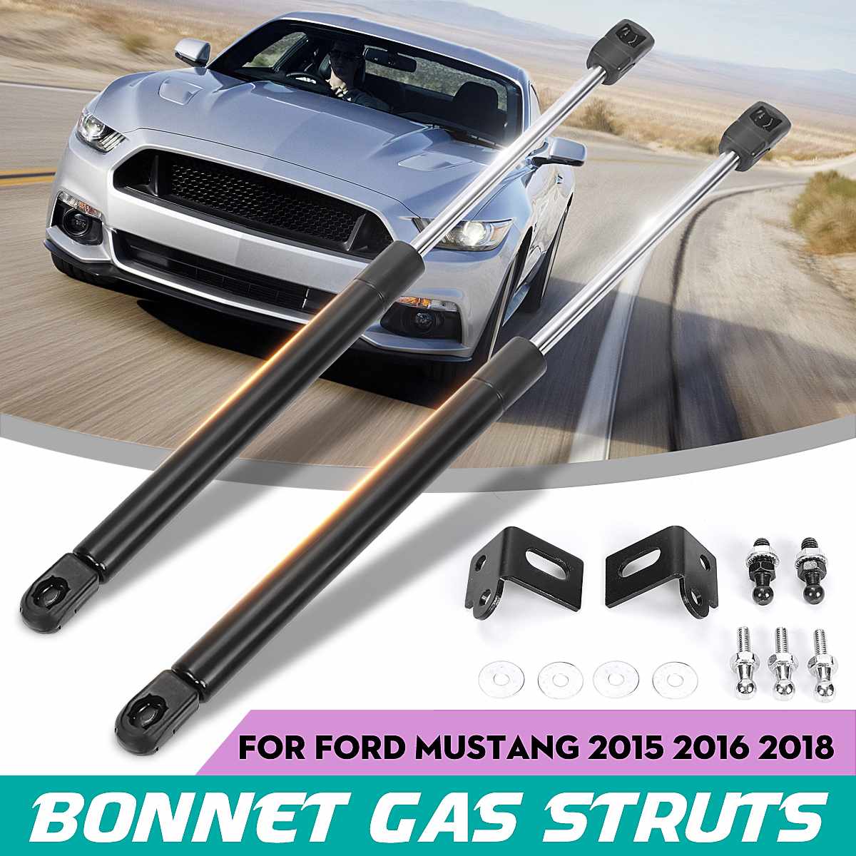 Front Engine Hood Bonnet Cover Shock Lift Struts Support Props Rod Arm Gas Spring Bracket For Ford Mustang