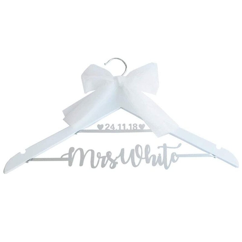 Custom Trouwjurk Hanger Met Naam Datum Bruid Bruidegom Pak Hanger Hout Bridal Hanger Met Strik Bruidsmeisje Kleerhanger