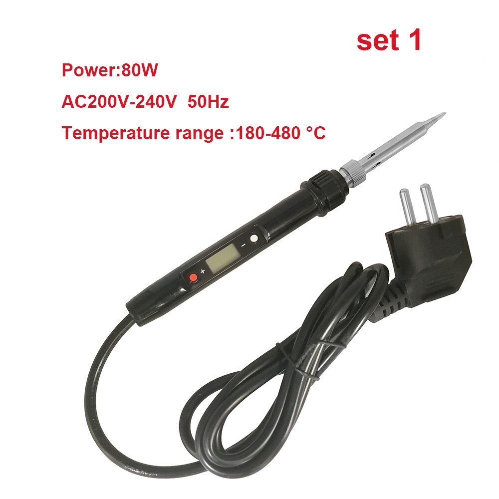 60W/80W Digital Electric soldering iron 220V110V temperature adjustable Welding Solder iron rework station soldering accessories: 80W Black / EU