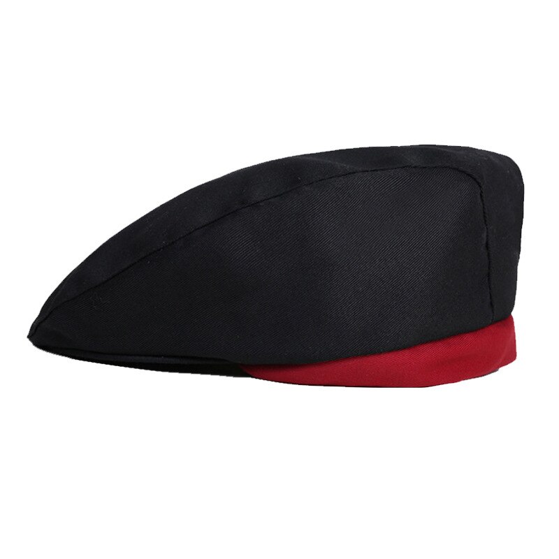 Hotel Head Wrap Pirate Hat Forward Hat Visors Chef Beret Chef Hat Cap Work Hats Solid Color Red White black Berets Cap: light black