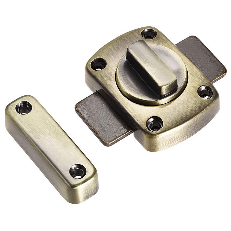 Swivel Bolt Latch, 1.5-Inch Zinc Alloy Security Door Sliding Lock, 2 Bronze Parts