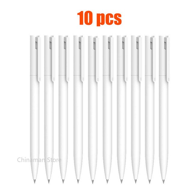 Original Xiaomi Mi Gel Pen MI Pen 9.5mm No Cap Bullet Black Pen PREMEC Smooth Switzerland Refill MiKuni Japan OEM Black Blue Ink: 10 pcs With box