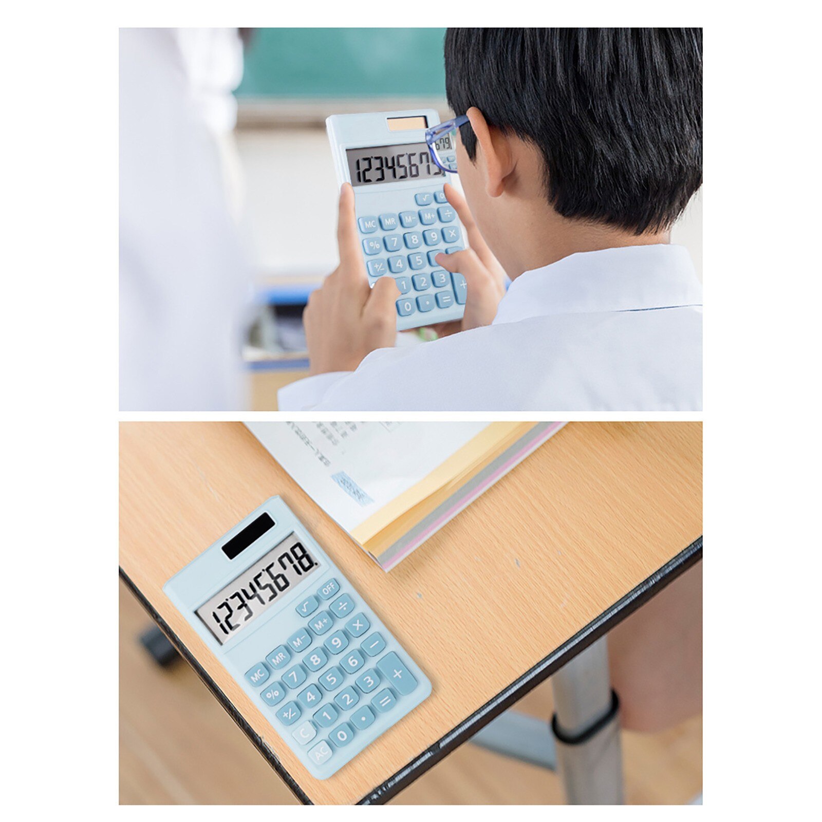 8- stelliger tischrechner mit solarfunktion, großen tasten, finanz- und buchhaltungstool für schule, schüler und kleinunternehmen