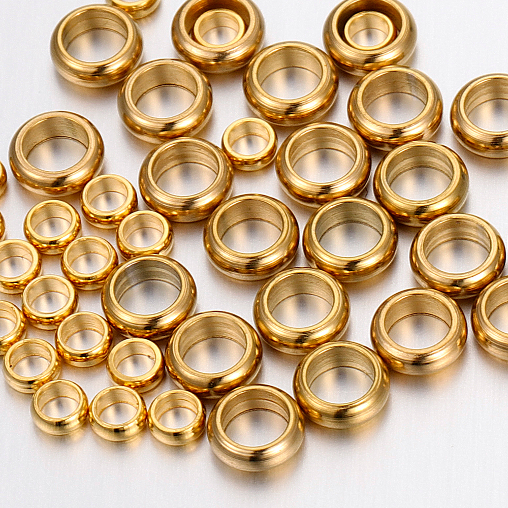 50 unids/lote de cuentas espaciadoras de acero inoxidable de 2-10mm, abalorios de agujero grande para joyería DIY, pulseras, accesorios para manualidades
