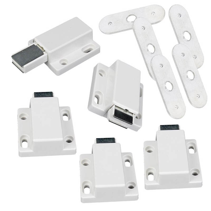 Interruptor Magnético para puerta de cristal, 5 piezas, imán cuadrado de una sola prensa, resorte invisible, cuentas táctiles, Tope de puerta, muebles