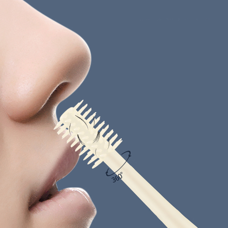 1Pcs Nose Hair Cleaner Double Head Removal Trimer Brush Stainless Steel Nose Hair Trimming Scissors