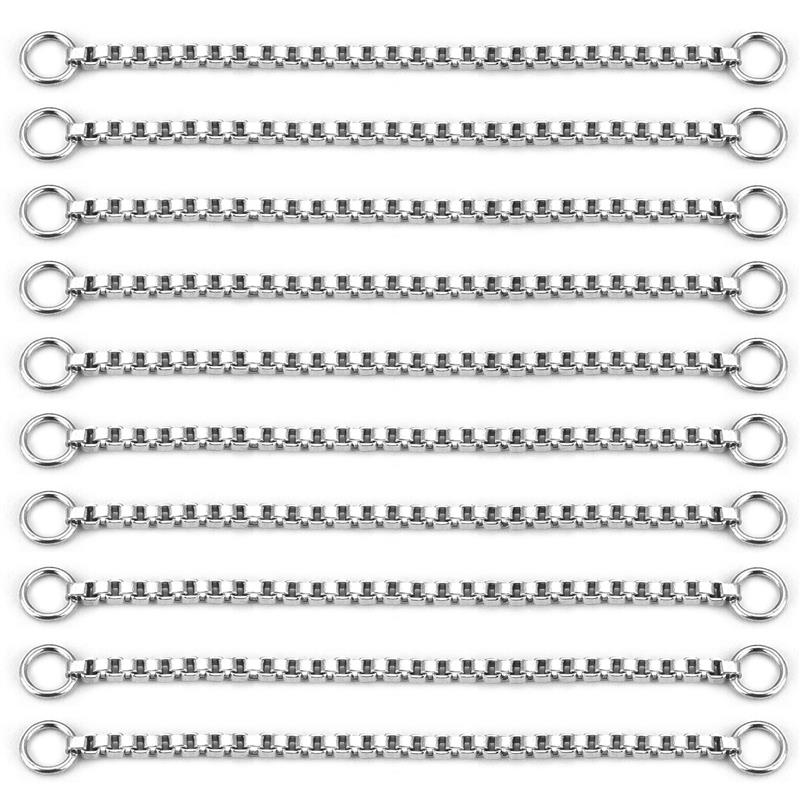 10 Uds. De cadena de extensión soldada de acero inoxidable de 3cm/5cm, collar dorado, extensor de pulsera, cadenas de cola para suministros de joyería DIY: Verde