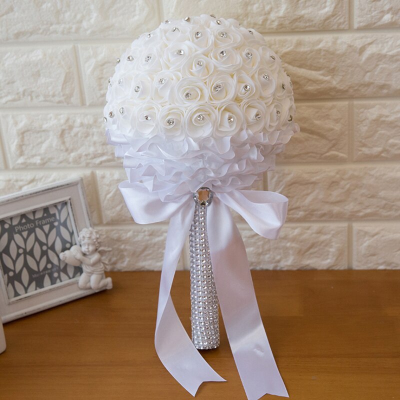 Bouquet de fleurs en mousse pour mariage 6 couleurs, romantique pour demoiselle d'honneur demoiselle d'honneur, strass en cristal, décoration de mariage