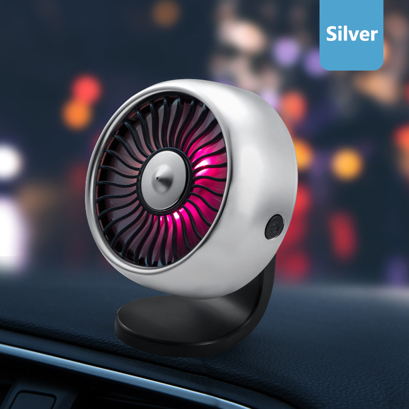 Auto bil fan usb klip ventilator bil aromaterapi elektrisk bil luftudtag midterkonsol balsam mini klimaanlæg køleventilator: Sølv