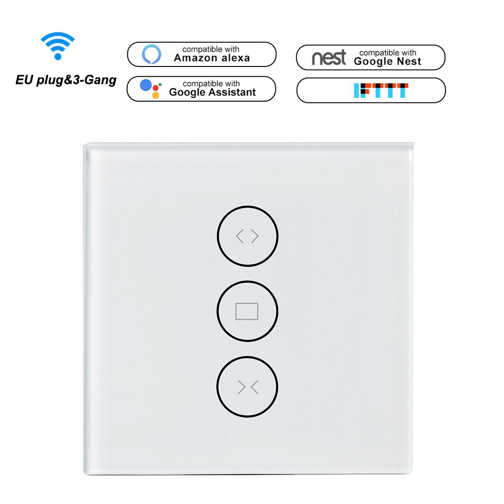 Voice Control Switch Smart Life Wi-Fi Switch Remote Control Touch Panel Control Voice Control Timing Fuction for Android iOS: White EU 3-Gang
