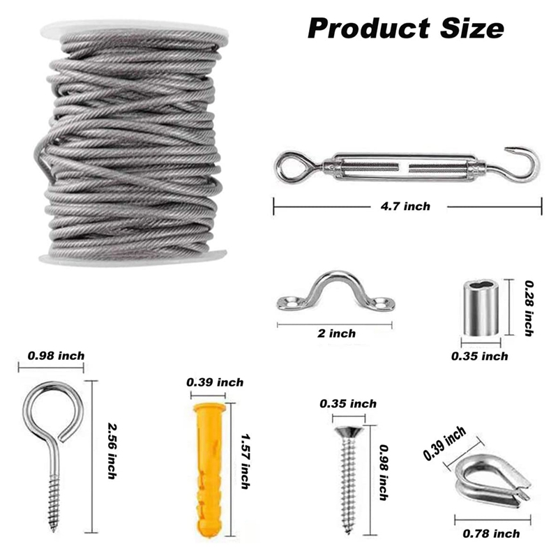 String Light Opknoping Kit, outdoor Globe String Licht Suspension Kit Met 30M Gecoat Roestvrij Stalen Kabel Eenvoudig Te Installeren