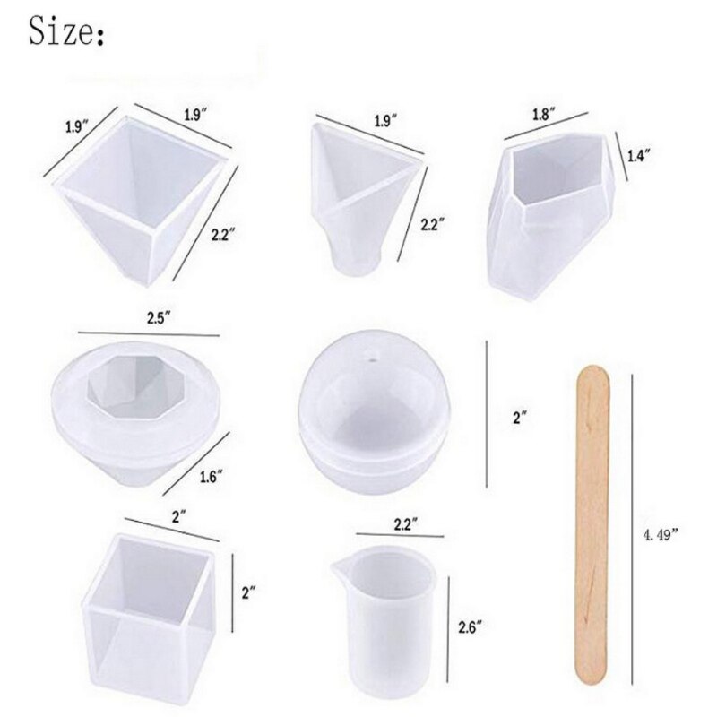 Stil 18 pakker krystal epoxy diamant kugle kegle silikone form: Default Title