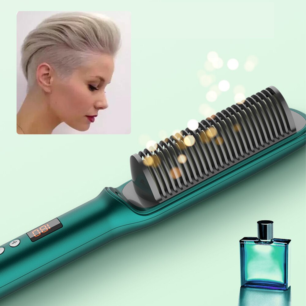 Ceramic Negative Ion Hair Straightening Comb Dual-use Straight and Curling Hair Comb Ionic Hair Curler Brush Fast Hair Styler