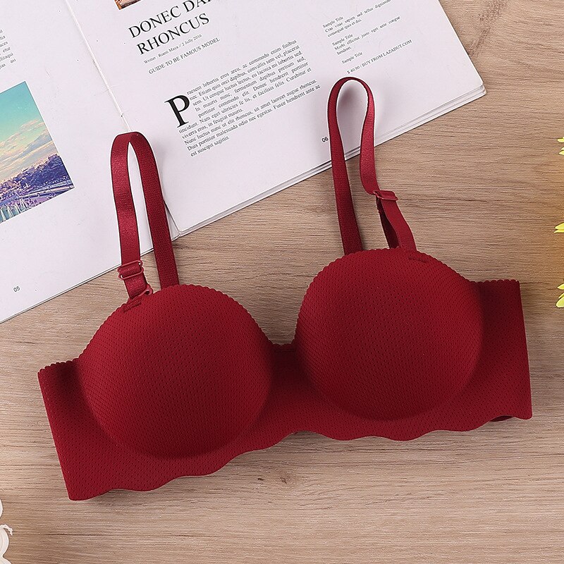 8 Colors Sexy Women Bras Solid Seamless Underwear Adjustable Push Up Wire Free Bralette Soft Female Breathable Lingerie: Red