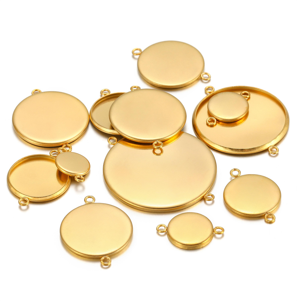Configuración de Base de camafeo de cabujón de acero inoxidable, 6, 8, 10, 12, 14, 16, 18, 20, 25, 30mm, bandeja colgante para collar, pulsera, fabricación de joyas Diy