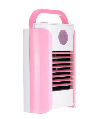Minipöytätuuletin kannettava ilmastointilaite ilmankostutin ilmanjäähdytin tuuletin usb lataus säädettävä tuki bluetooth/radio/aux: Vaaleanpunainen