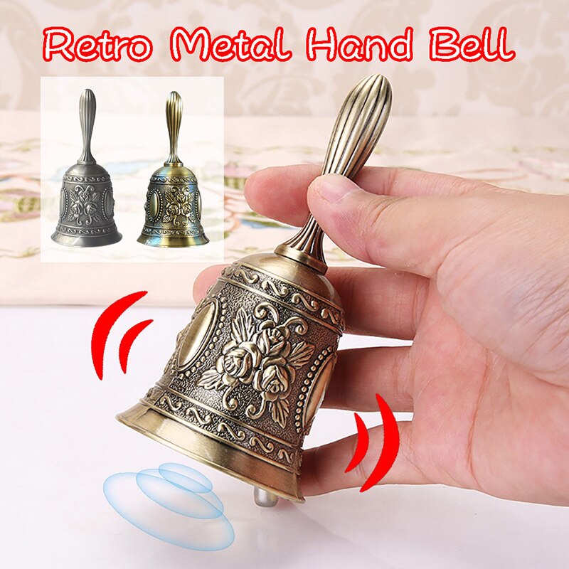 Retro Metal Tone Koper Christmas Hand Bell Thee Bell Craft Wedding Alarm School