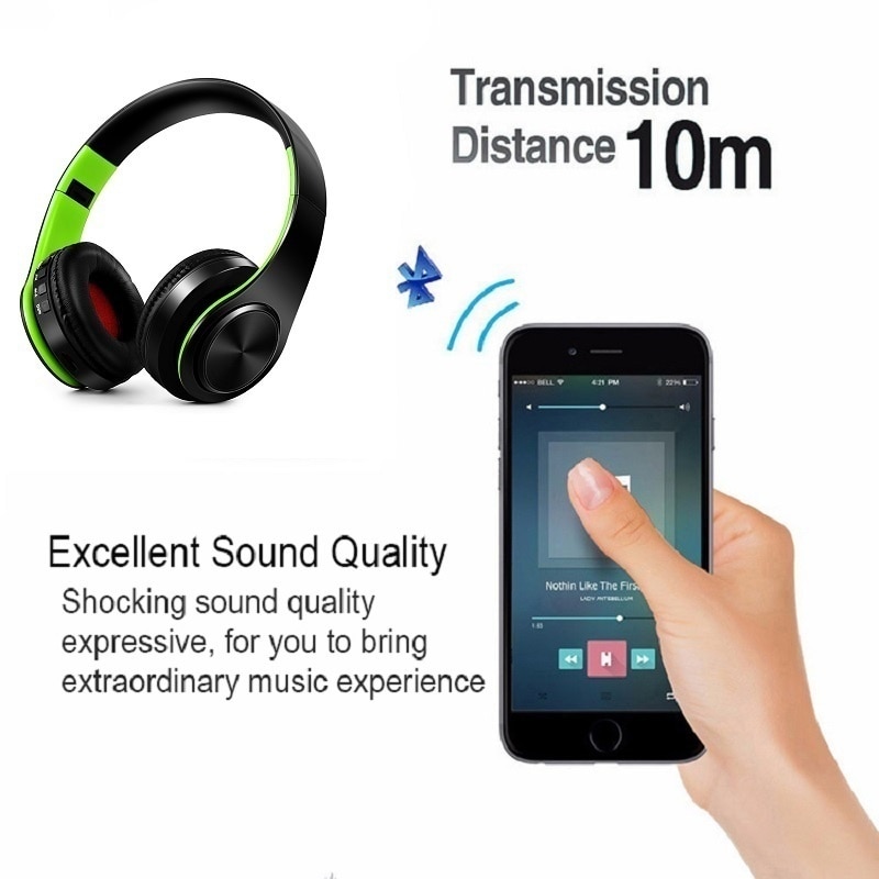 Bluetooth4.0 Foldable Stereo Wireless Headphone Bass Headset Microphone Support TF Card FM Radio MP3 Player For Phone PC PAD