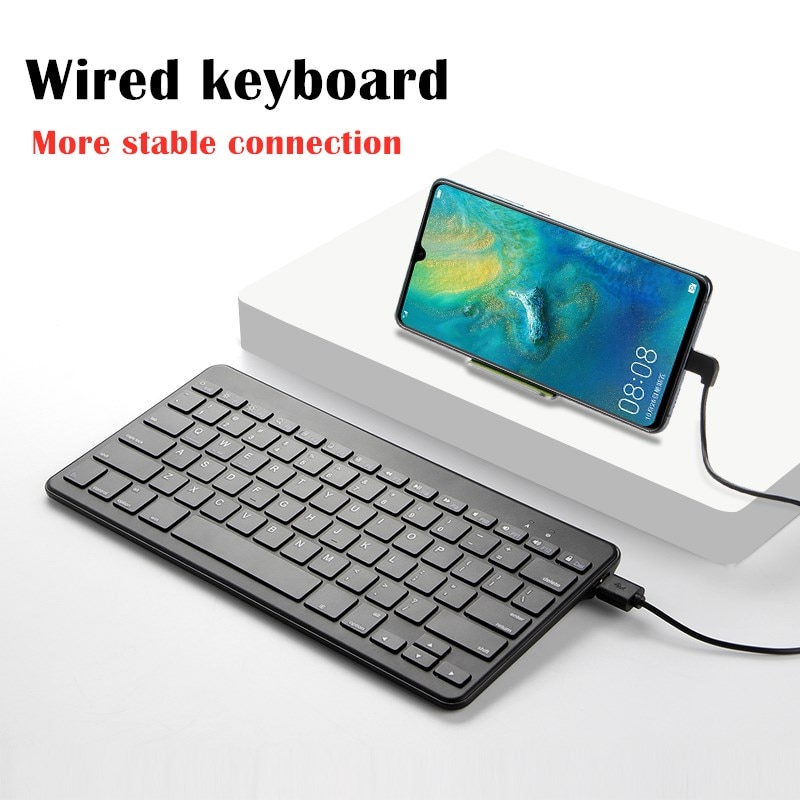 Usb C Bedraad Toetsenbord Voor Samsung S20 S10 Note20 Note10 Plus Mobiele Telefoon Type C Bedrade Portable Houder Ultra-dunne Rustige Toetsenbord