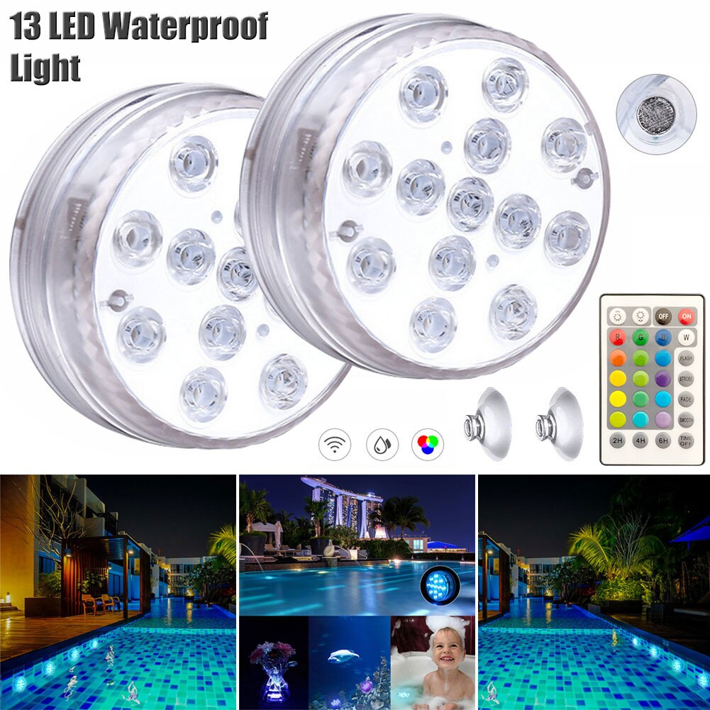 12 Led Remote Controlled RGB Submersible Light Battery Operated Underwater Night Lamp Outdoor Vase Bowl Garden Party Decoration