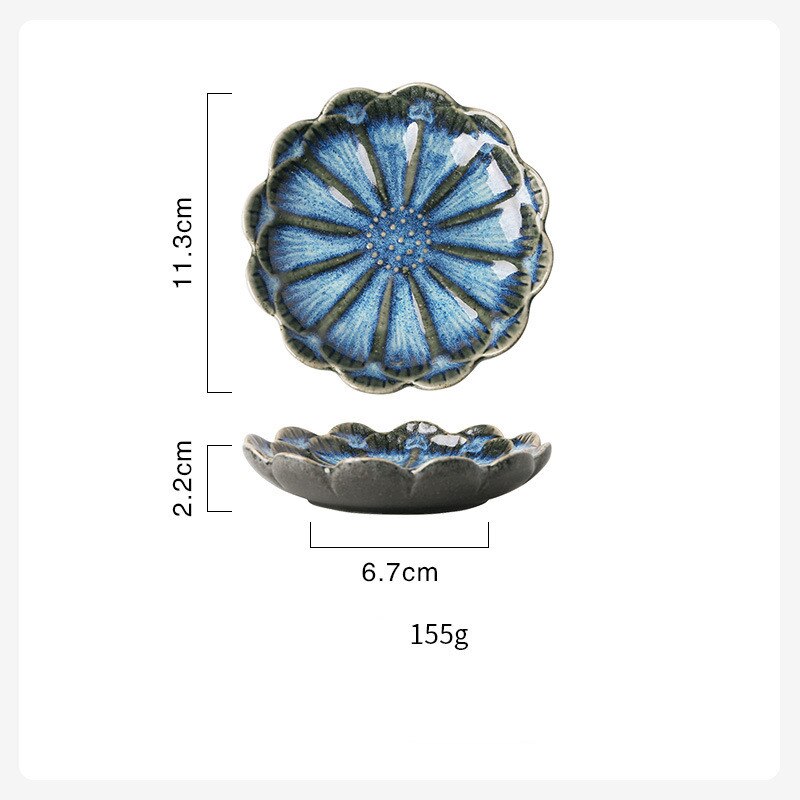 Smuk retro lotus keramisk tallerken porcelæn ovn glaseret blomst middag tallerken sauce nødder frugt bakke fest snack retter tallerken: Grå blomst