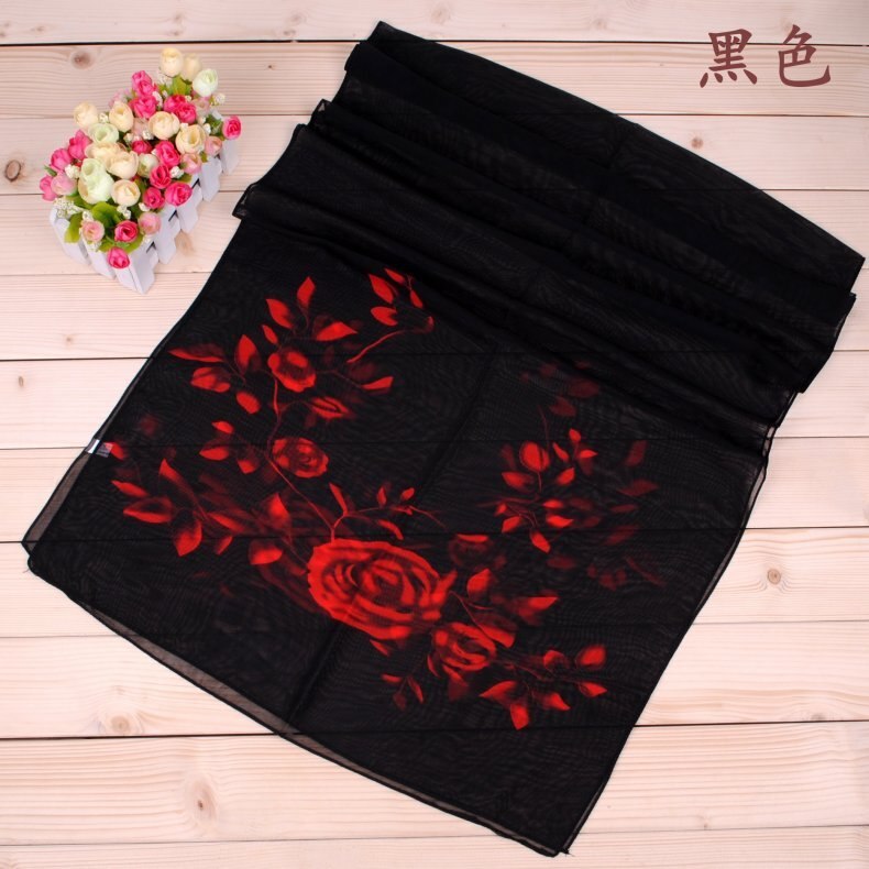 Bufandas de seda de gasa para mujer, chal cuadrado de poliéster con estampado de flores, de verano, a la , novedad